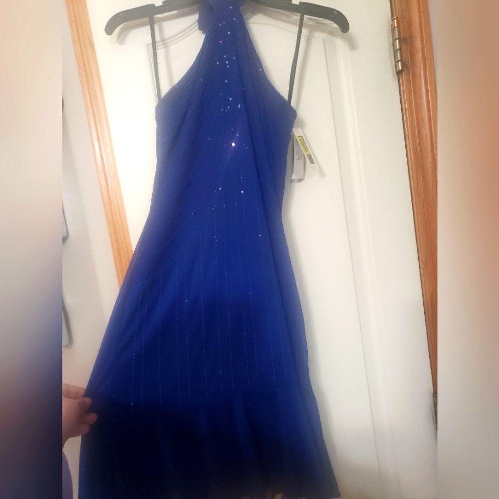 I.N. San Francisco Beaded Large Deep Blue Dress